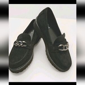 Corkys Hey Girl Literally Loafers Chain Lug Sole Black Size 7